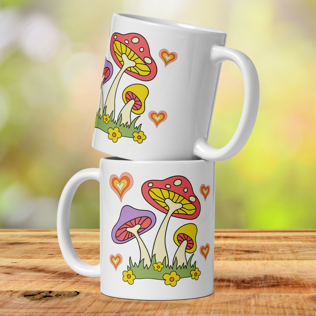 70s Retro Mushroom Coffee Mug Glossy Ceramic Mug