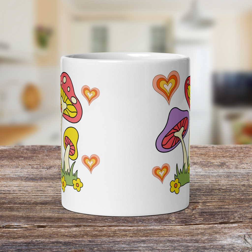 70s Retro Mushroom Coffee Mug Glossy Ceramic Mug
