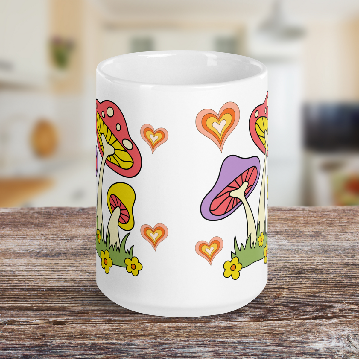 70s Retro Mushroom Coffee Mug Glossy Ceramic Mug