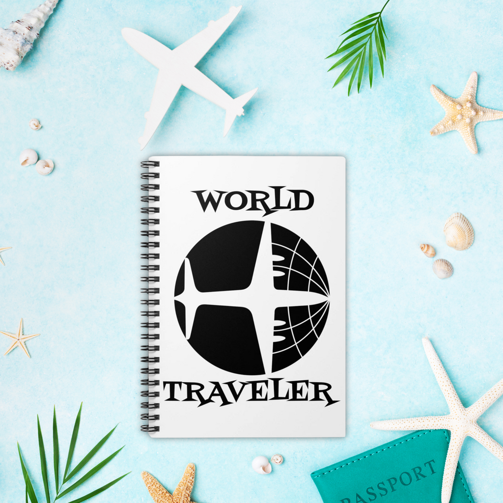World Traveler Airplane Spiral Travel Journal Notebook Ruled Line