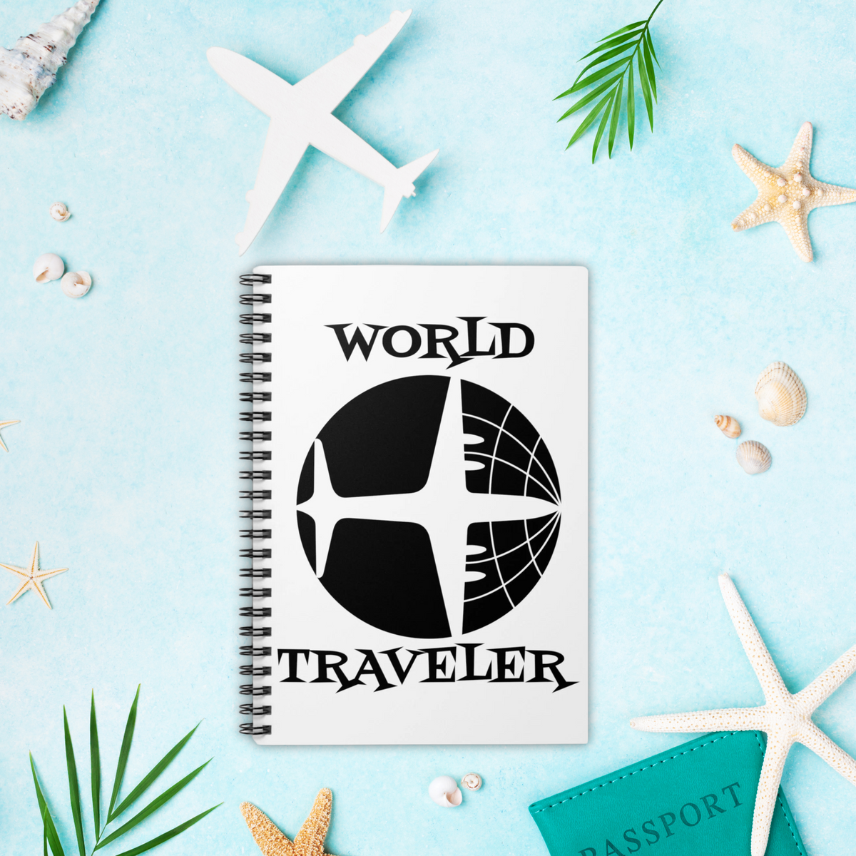 World Traveler Airplane Spiral Travel Journal Notebook Ruled Line