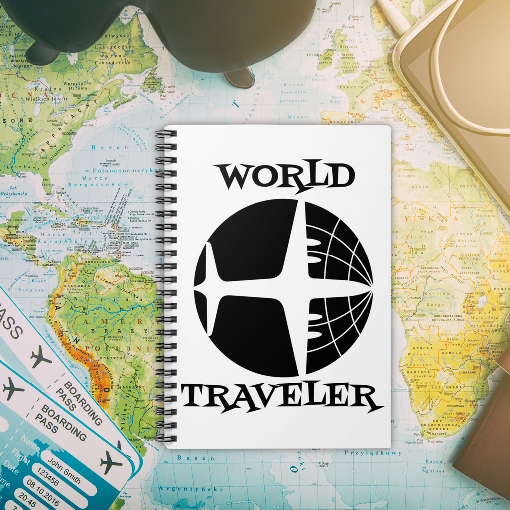 World Traveler Airplane Spiral Travel Journal Notebook Ruled Line