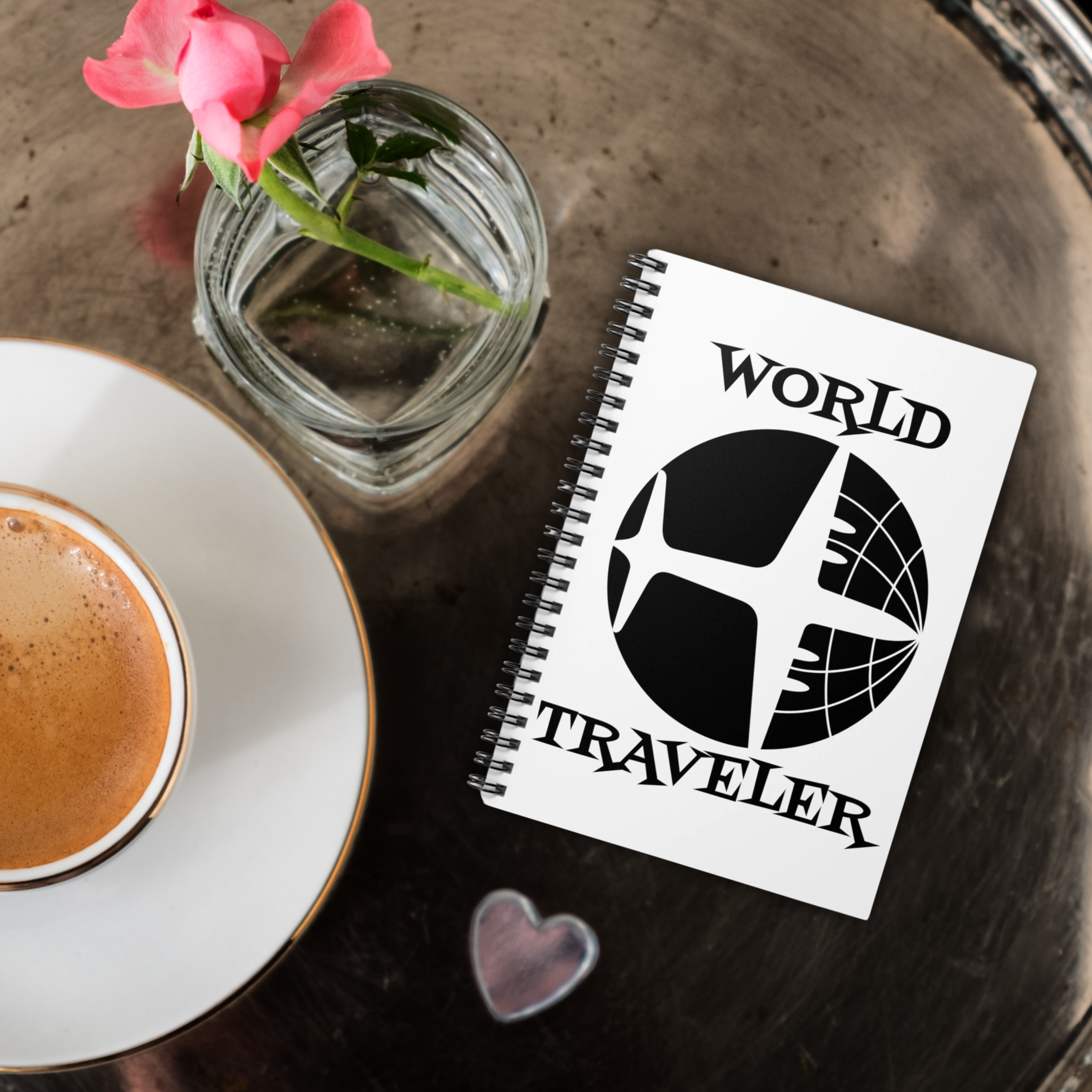 World Traveler Airplane Spiral Travel Journal Notebook Ruled Line