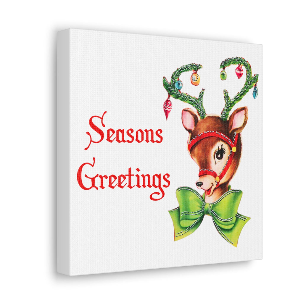 Seasons Greetings Retro Reindeer Mid Century Retro Christmas Canvas Gallery Wrap