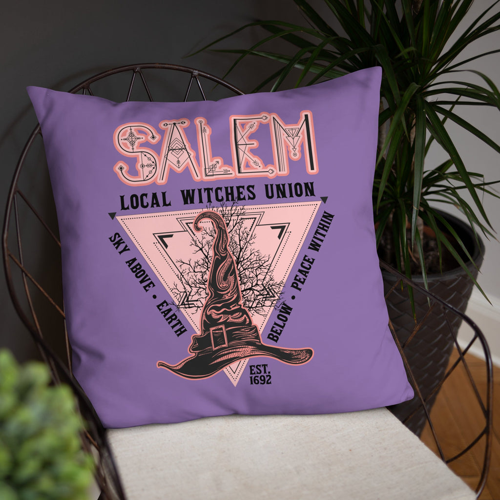 Salem Witches Union Purple Square Pillow