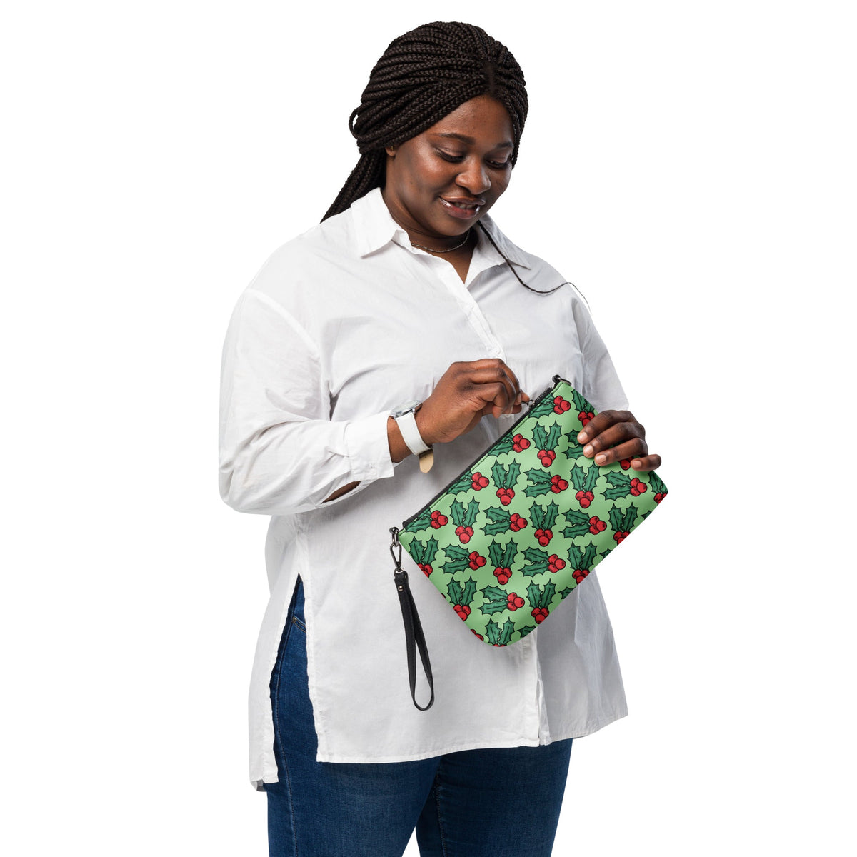 Cute Christmas Holly Green Crossbody Bag Purse