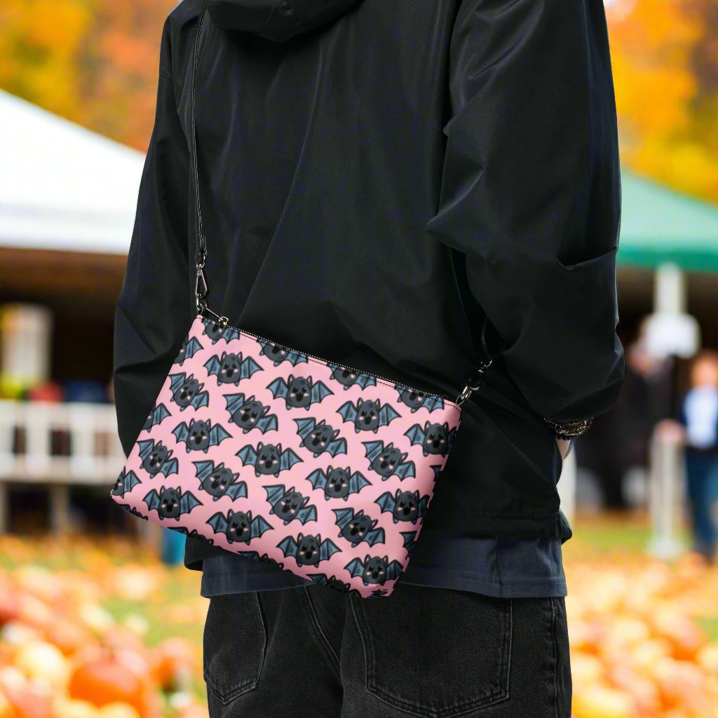 Pink Bats Halloween Crossbody Bag Wristlet Clutch