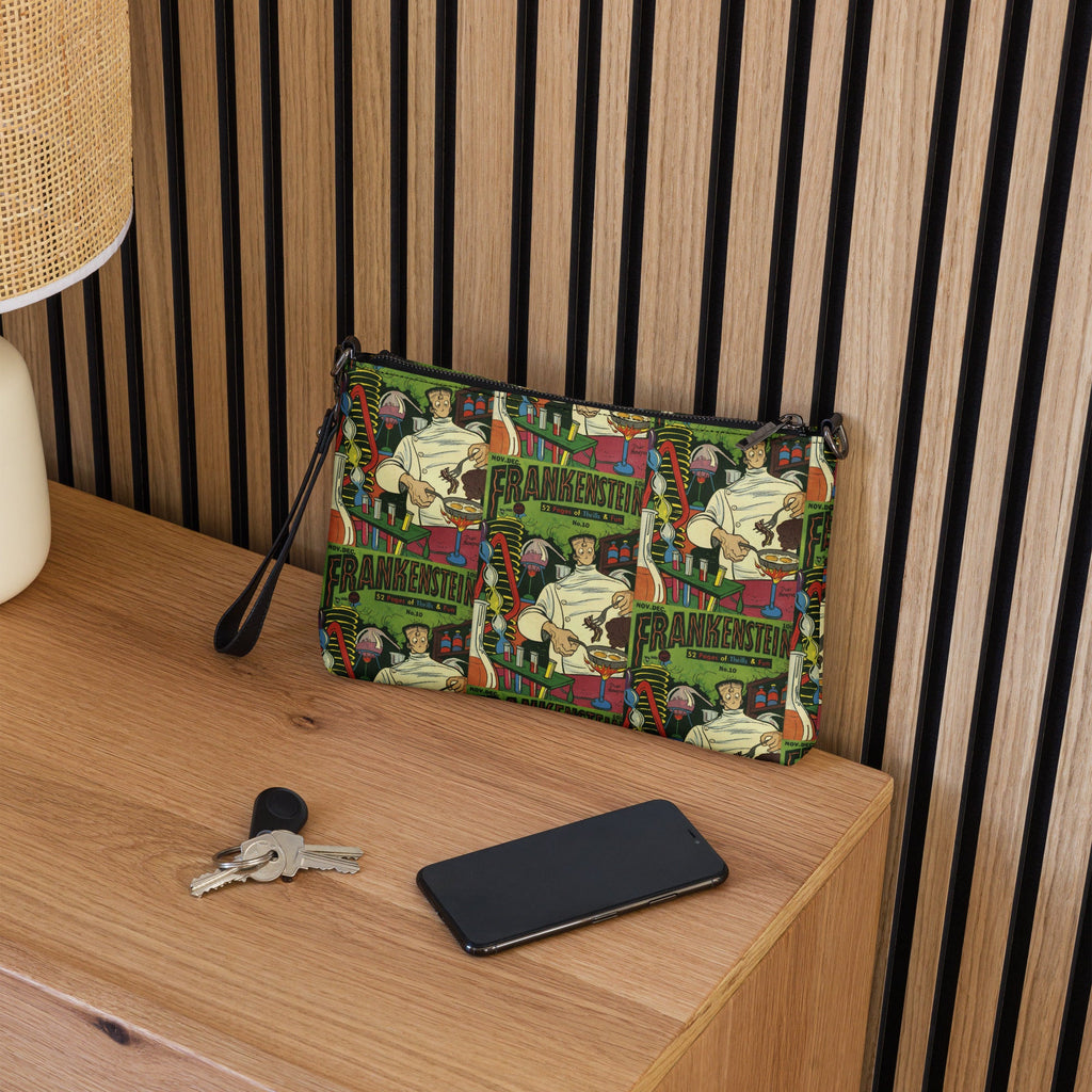 Frankenstein Comic Book Cover Retro Vintage Halloween Print Crossbody Bag Shoulder Purse Wristlet Clutch