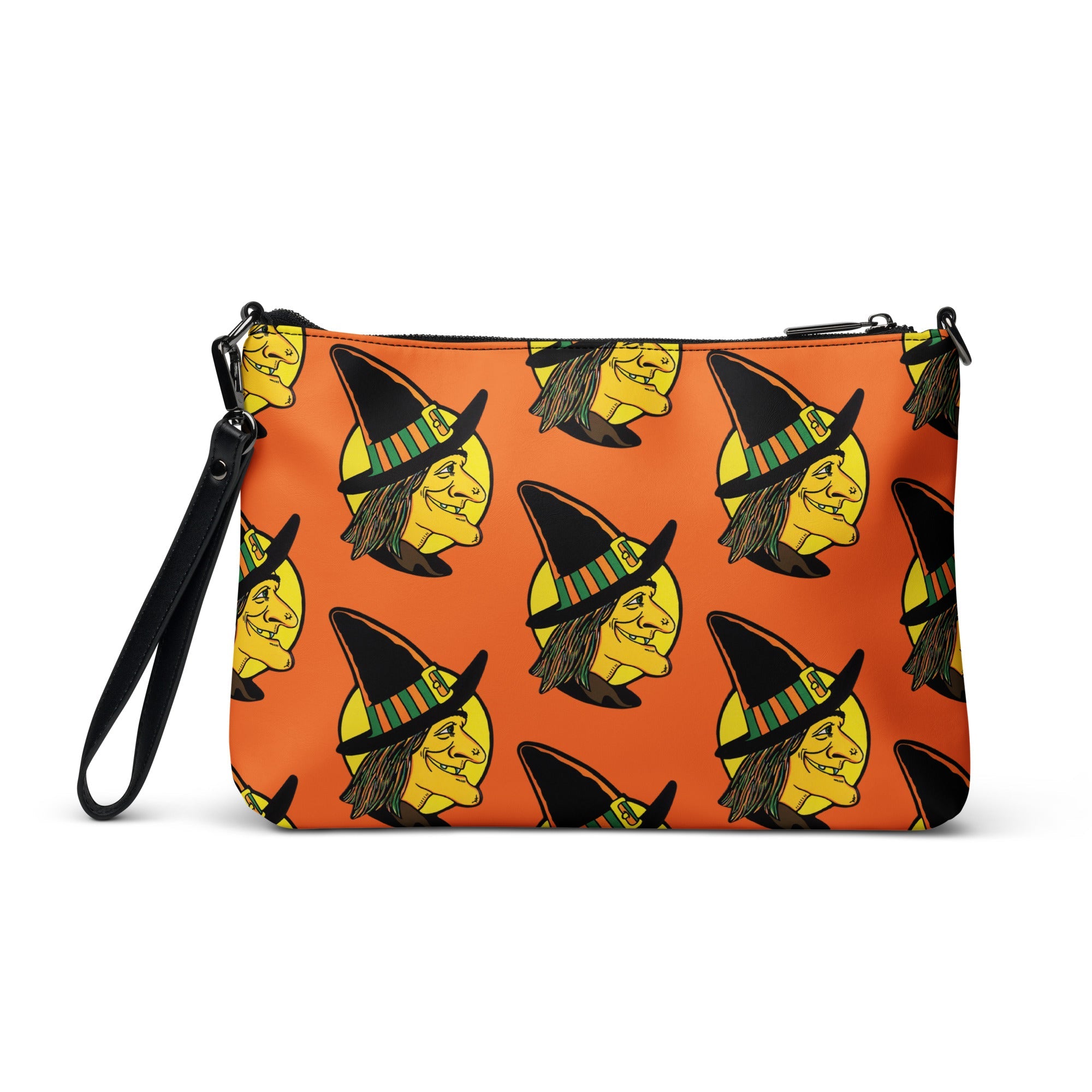 Halloween Witch Retro Halloween Print Crossbody Bag Shoulder Purse Wristlet Clutch