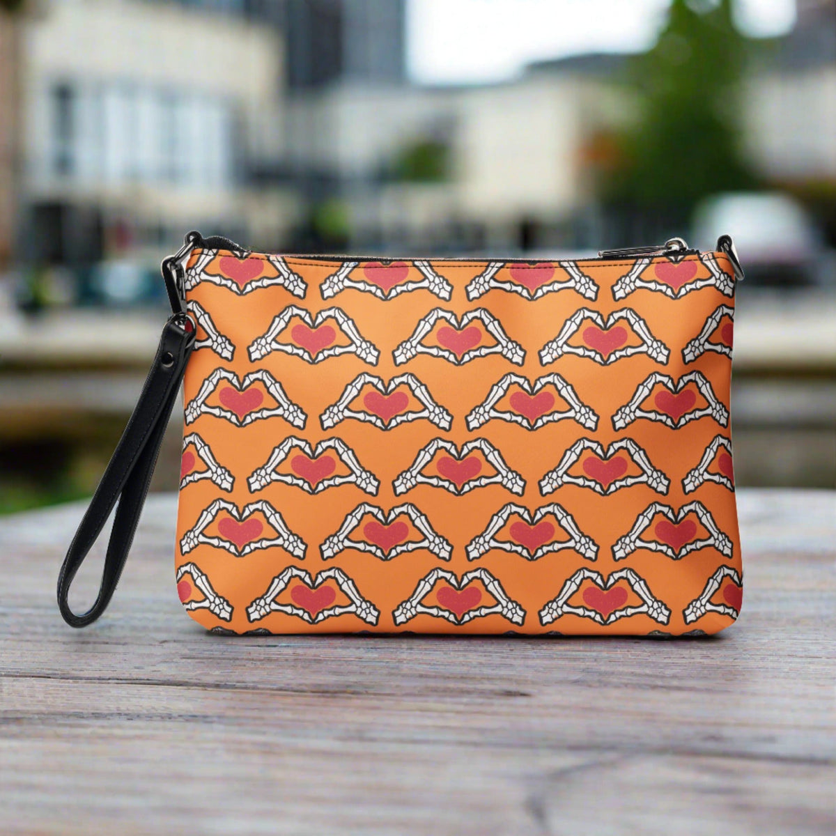 Skeleton Heart Hands Halloween Crossbody Bag Purse