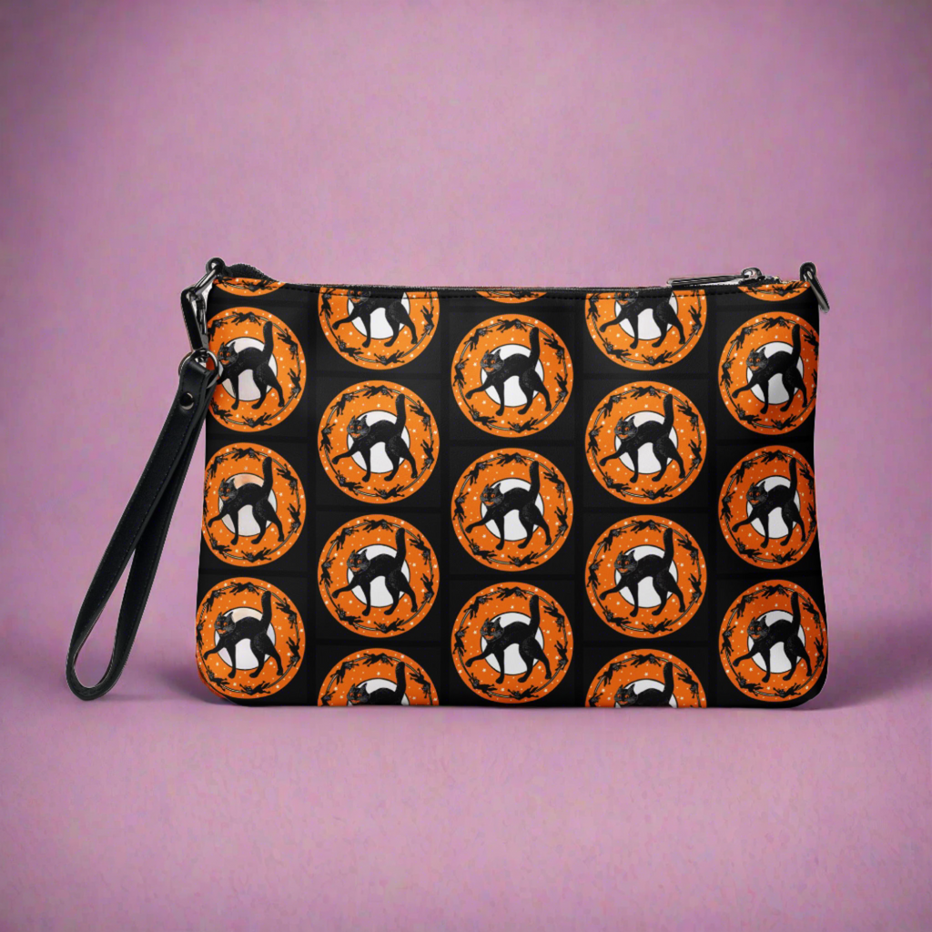 Black Cats Moon And Stars Retro Gothic Vintage Halloween Print Crossbody Bag Purse