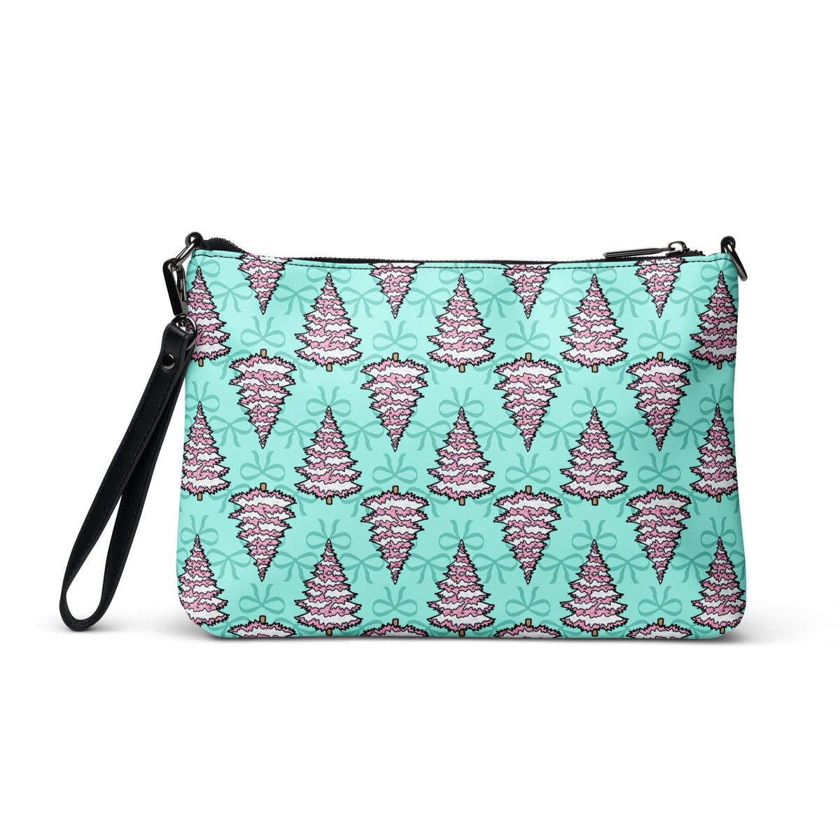 Pink Christmas Trees Bows Crossbody Bag Purse