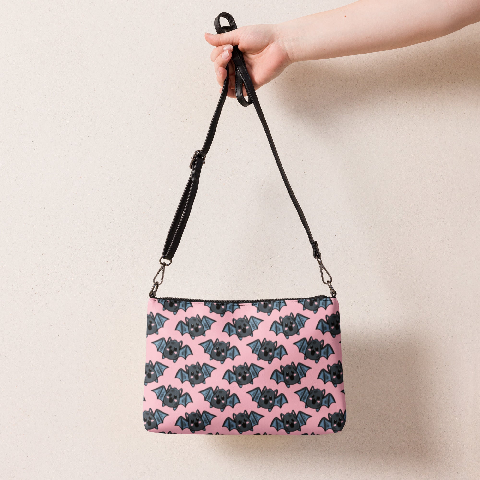Pink Bats Halloween Crossbody Bag Wristlet Clutch