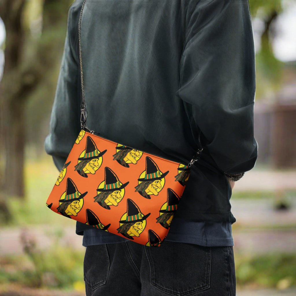 Halloween Witch Retro Halloween Print Crossbody Bag Shoulder Purse Wristlet Clutch