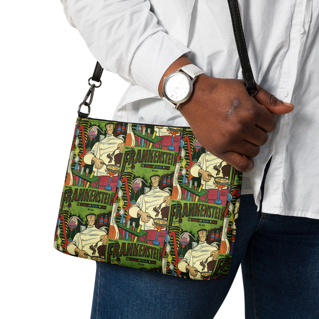 Frankenstein Comic Book Cover Retro Vintage Halloween Print Crossbody Bag Shoulder Purse Wristlet Clutch