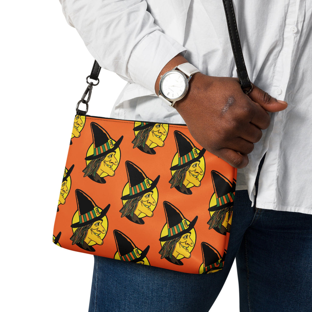 Halloween Witch Retro Halloween Print Crossbody Bag Shoulder Purse Wristlet Clutch