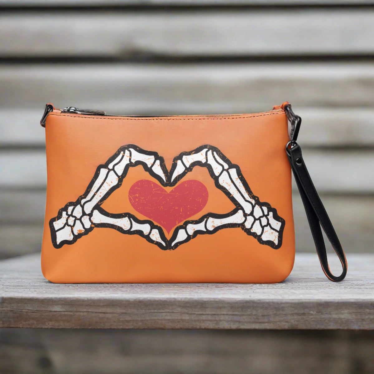 Skeleton Heart Hands Halloween Crossbody Bag Purse