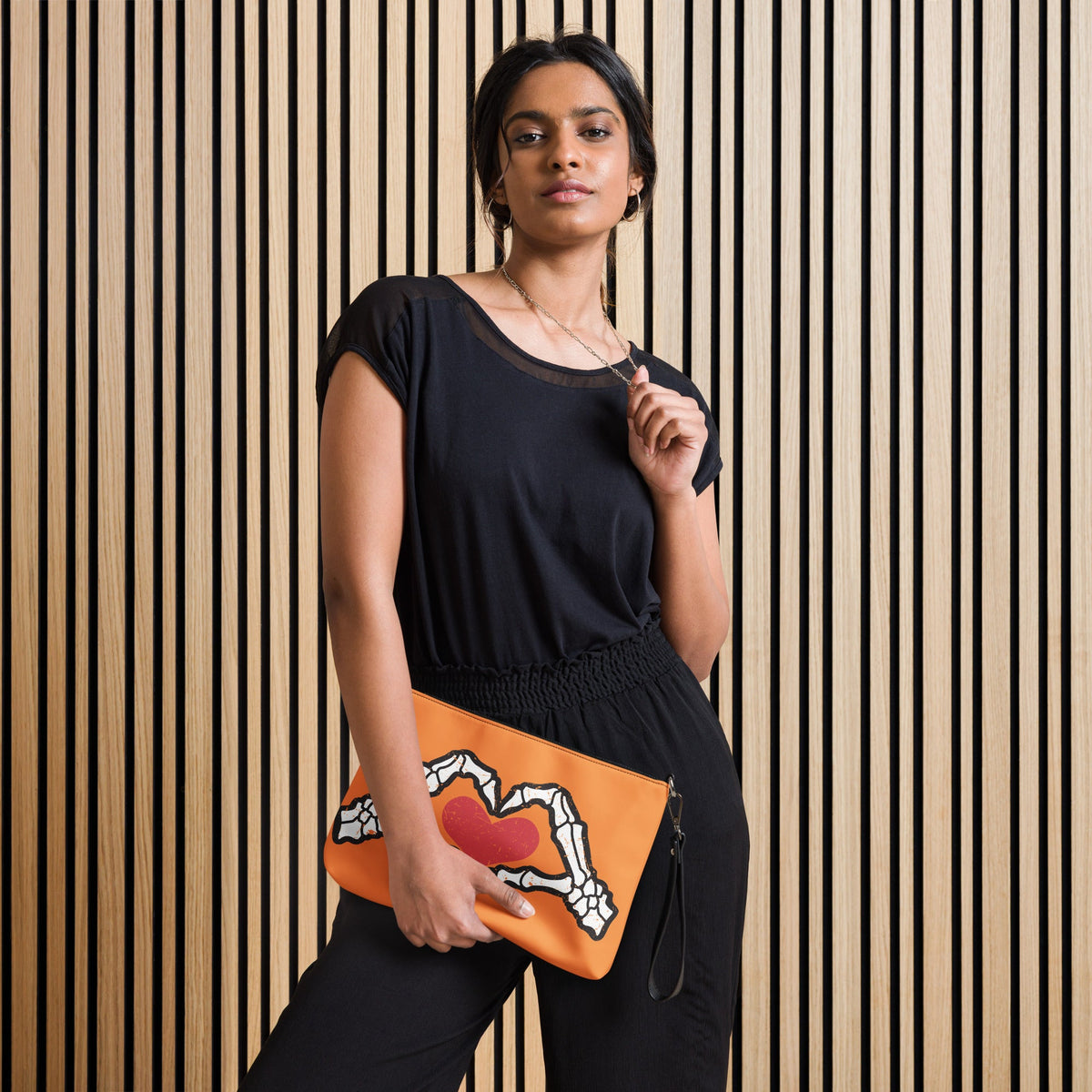 Skeleton Heart Hands Halloween Crossbody Bag Purse
