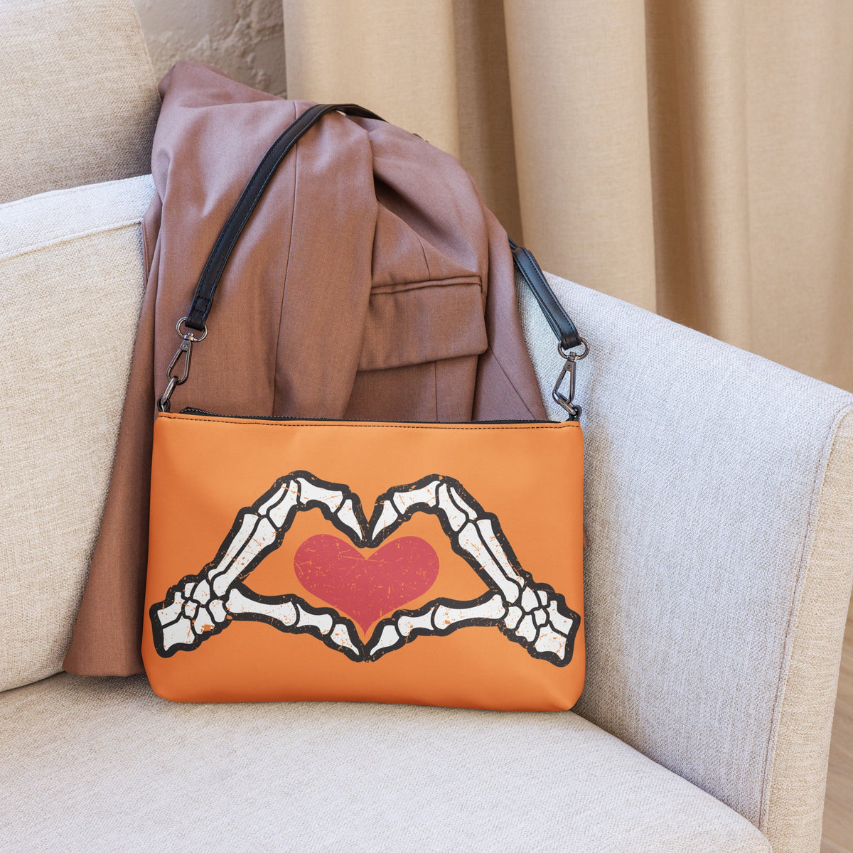 Skeleton Heart Hands Halloween Crossbody Bag Purse