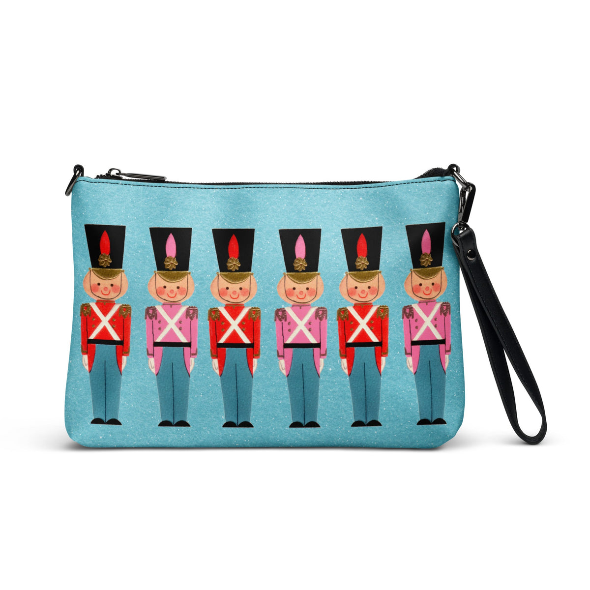Christmas Toy Soldiers Mid Century Retro Christmas Print Blue Crossbody Bag Purse