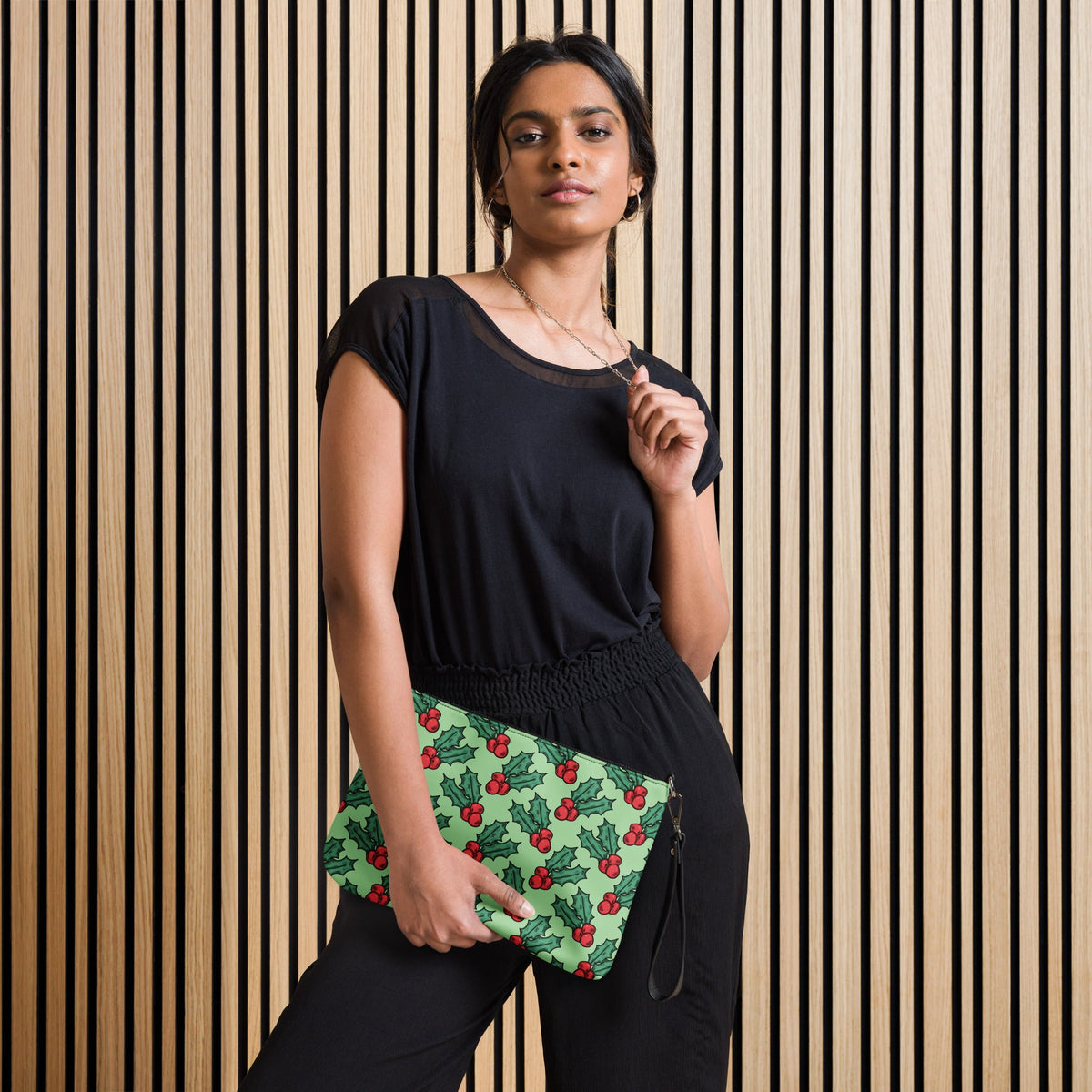 Cute Christmas Holly Green Crossbody Bag Purse