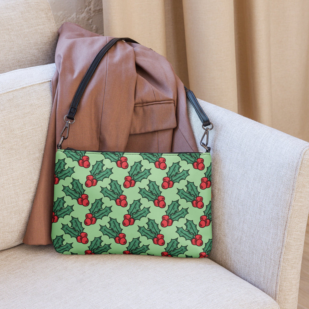 Cute Christmas Holly Green Crossbody Bag Purse