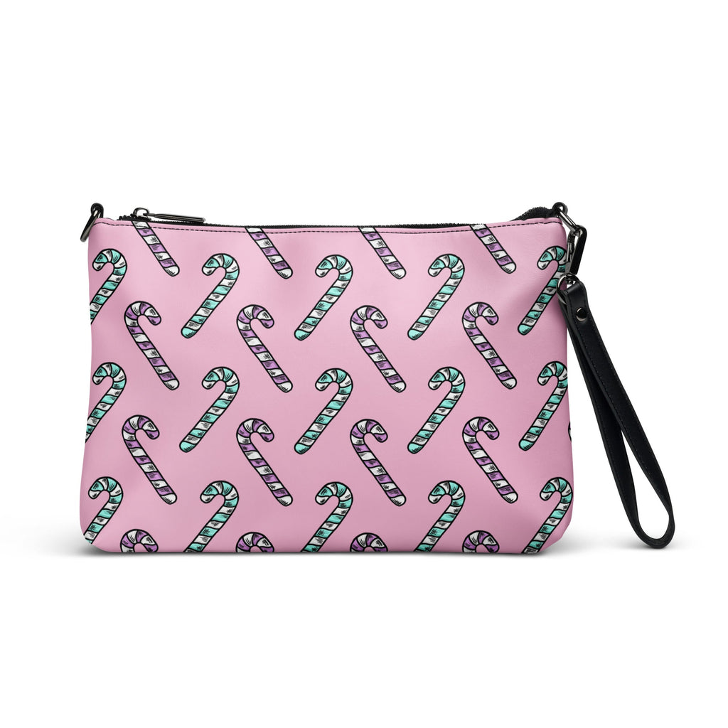 Pink And Teal Pastel Candy Canes Christmas Pink Crossbody Bag Purse