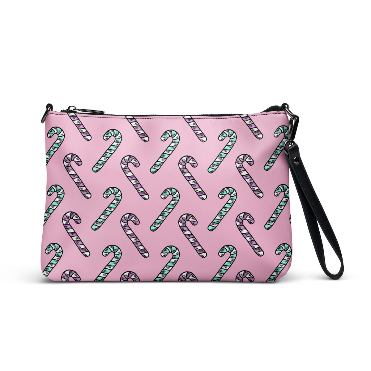 Pink And Teal Pastel Candy Canes Christmas Pink Crossbody Bag Purse
