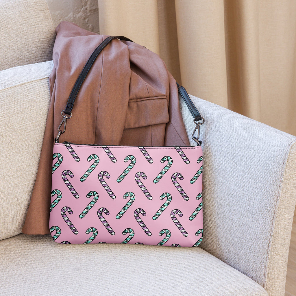 Pink And Teal Pastel Candy Canes Christmas Pink Crossbody Bag Purse