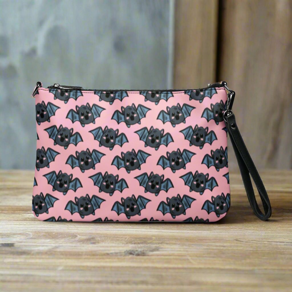 Pink Bats Halloween Crossbody Bag Wristlet Clutch