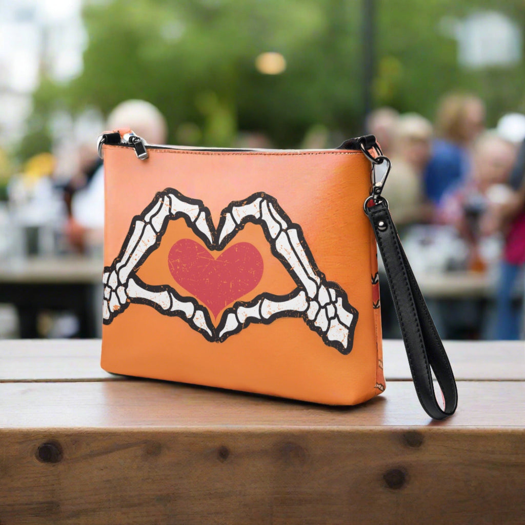 Skeleton Heart Hands Halloween Crossbody Bag Purse