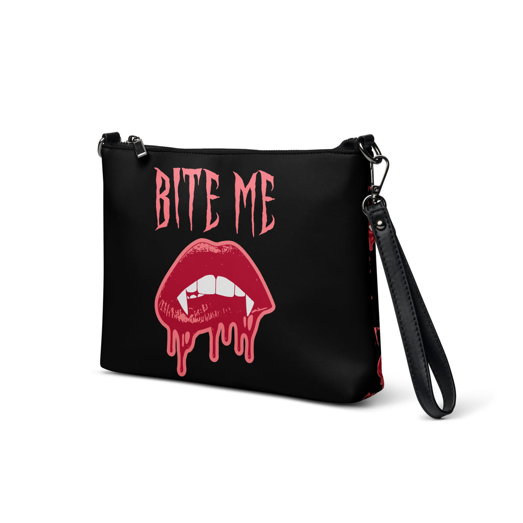 Bite Me Vampire Fangs Halloween Crossbody Bag Shoulder Purse Wristlet Clutch