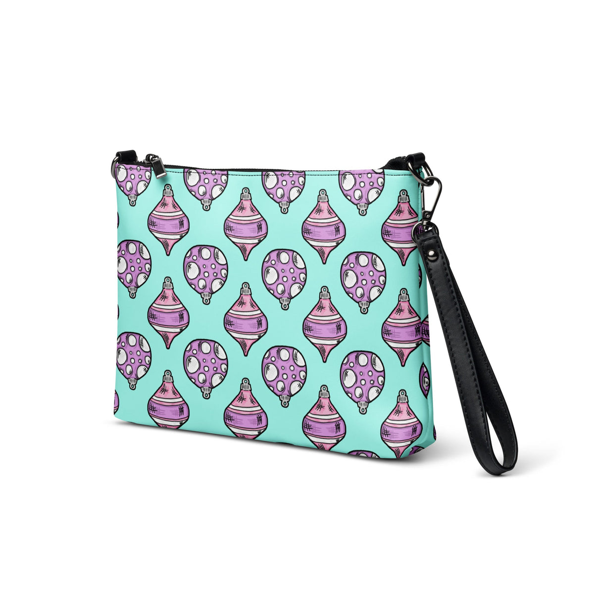 Pink Purple Christmas Ornaments Teal Crossbody Bag Purse