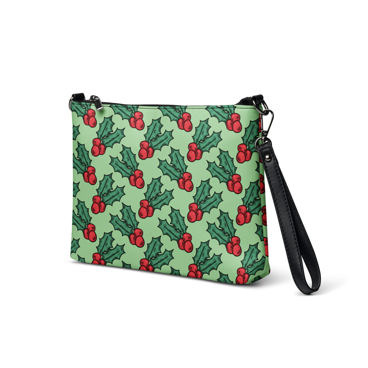 Cute Christmas Holly Green Crossbody Bag Purse