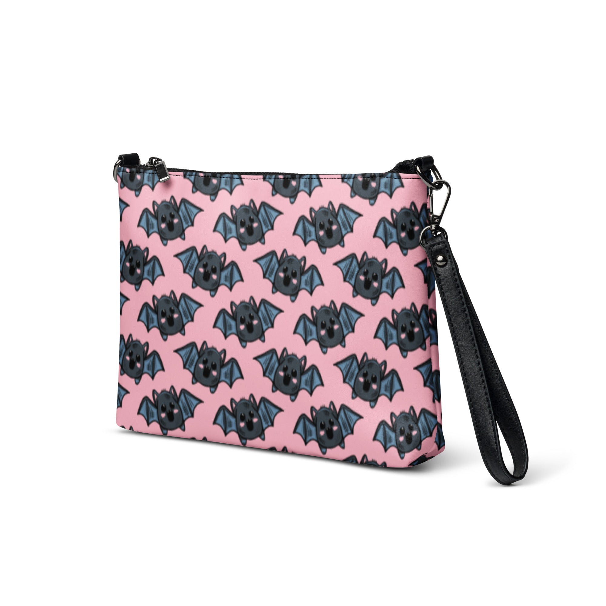 Pink Bats Halloween Crossbody Bag Wristlet Clutch