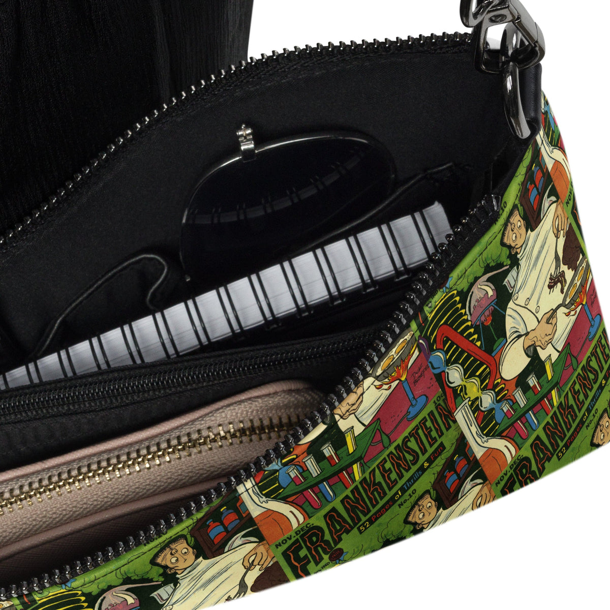 Frankenstein Comic Book Cover Retro Vintage Halloween Print Crossbody Bag Shoulder Purse Wristlet Clutch
