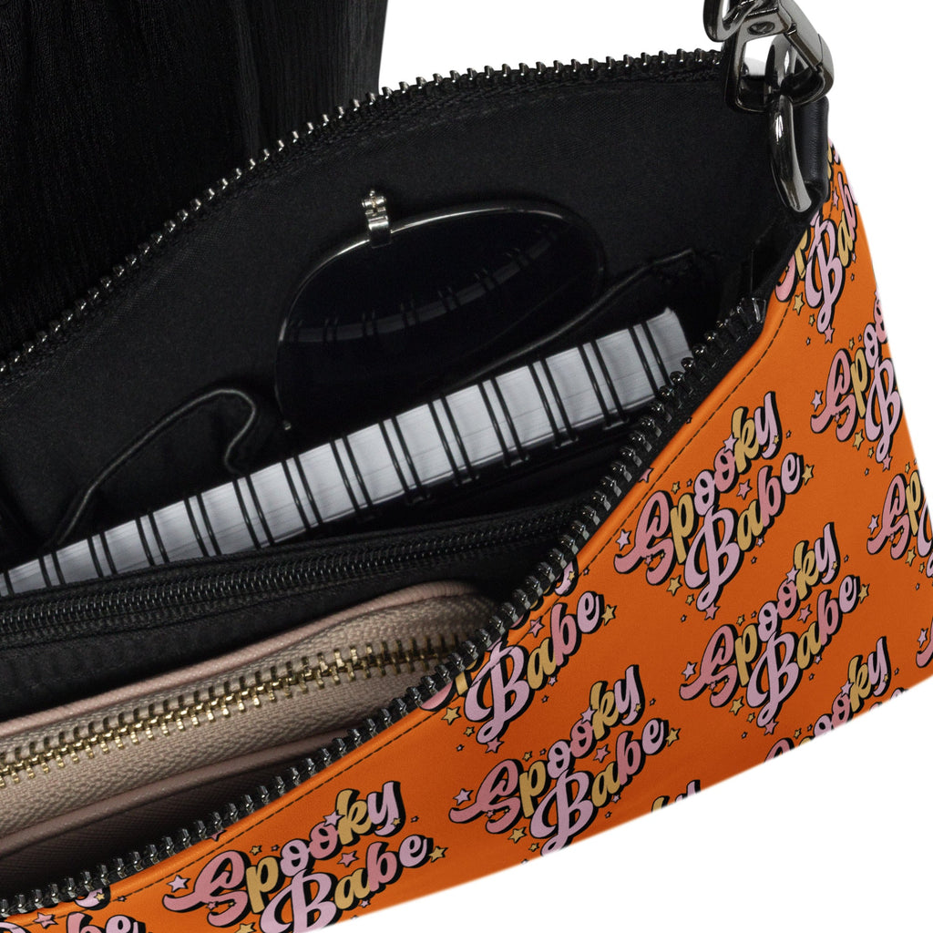 Spooky Babe Stars Fall Halloween Orange Witchy Crossbody Bag Shoulder Purse Wristlet Clutch