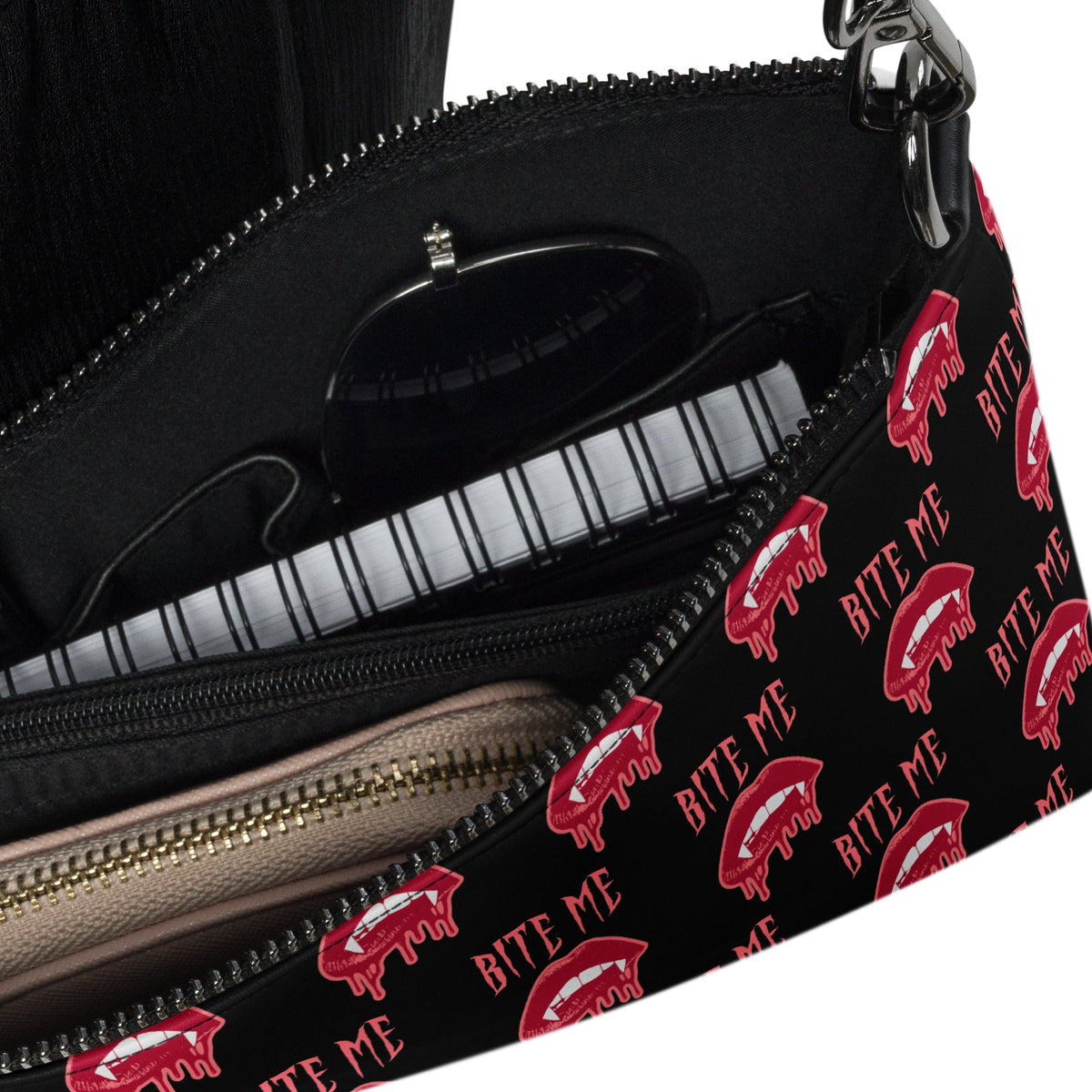 Bite Me Vampire Fangs Halloween Crossbody Bag Shoulder Purse Wristlet Clutch