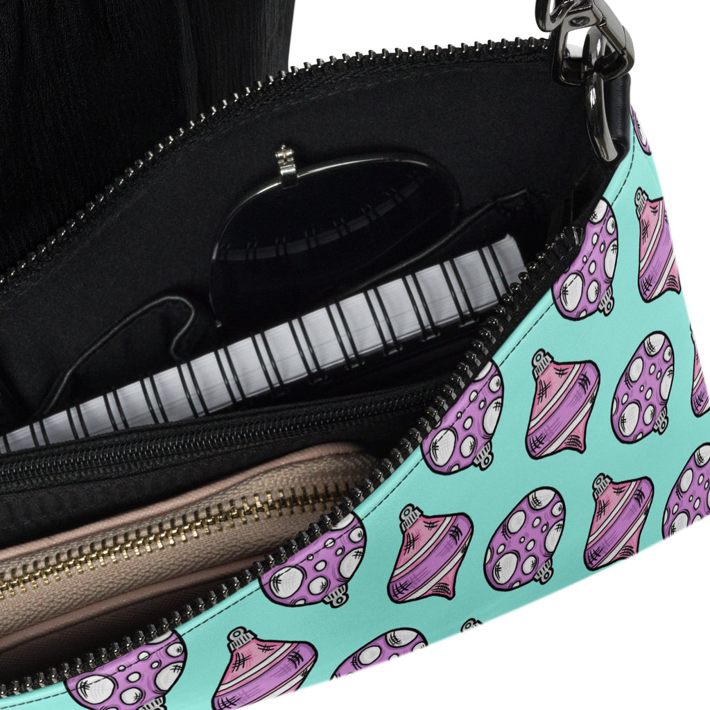 Pink Purple Christmas Ornaments Teal Crossbody Bag Purse