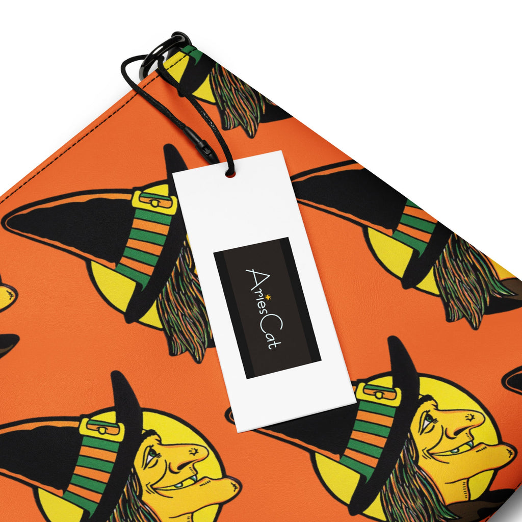 Halloween Witch Retro Halloween Print Crossbody Bag Shoulder Purse Wristlet Clutch