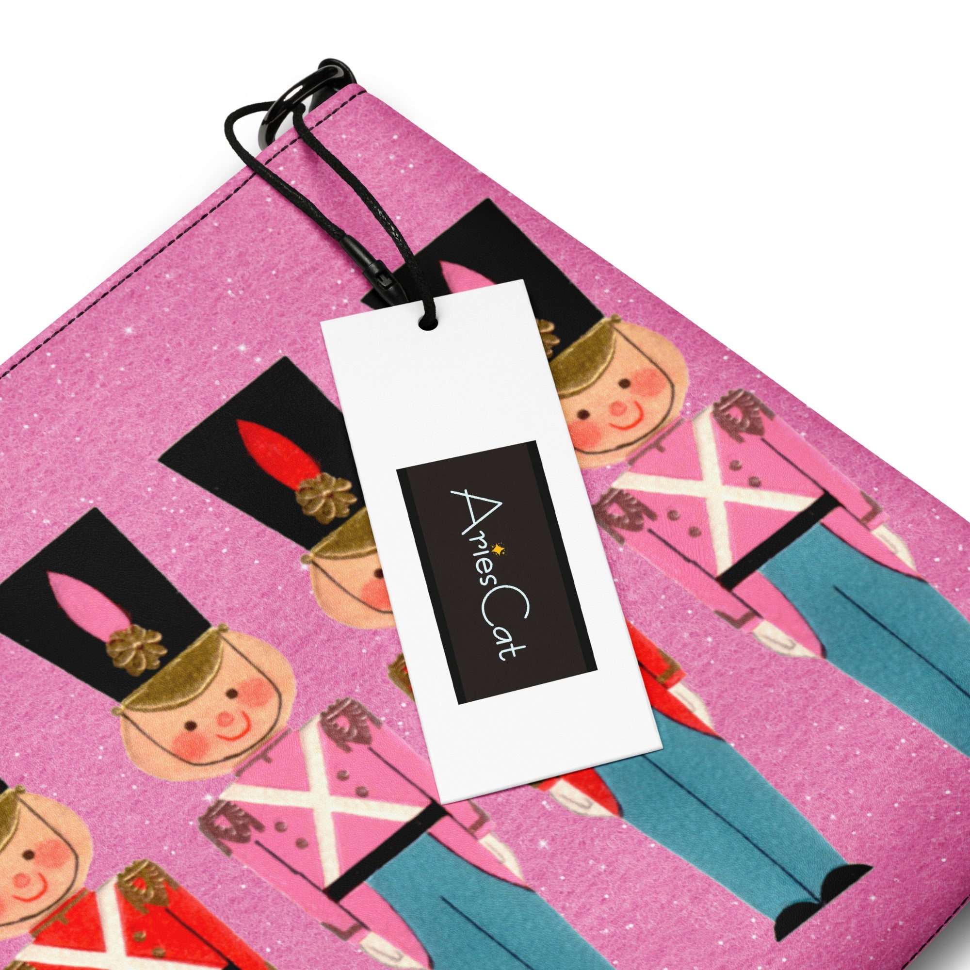 Christmas Toy Soldiers Mid Century Retro Christmas Print Pink Crossbody Bag Purse
