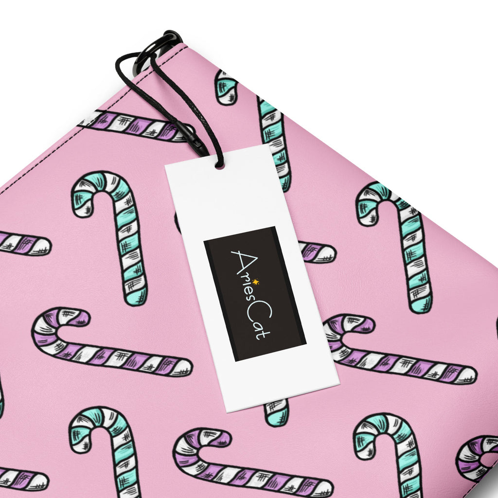 Pink And Teal Pastel Candy Canes Christmas Pink Crossbody Bag Purse