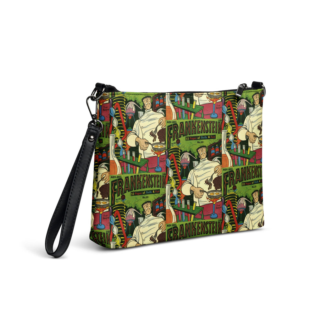 Frankenstein Comic Book Cover Retro Vintage Halloween Print Crossbody Bag Shoulder Purse Wristlet Clutch