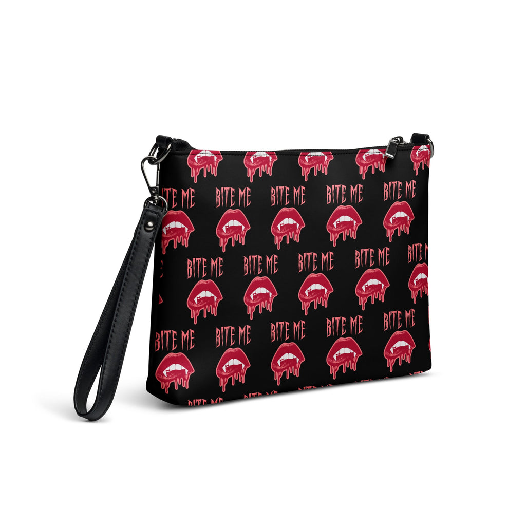 Bite Me Vampire Fangs Halloween Crossbody Bag Shoulder Purse Wristlet Clutch