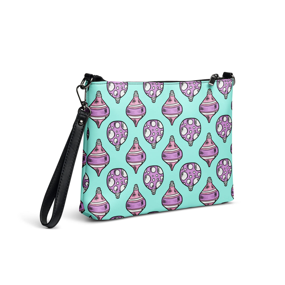 Pink Purple Christmas Ornaments Teal Crossbody Bag Purse