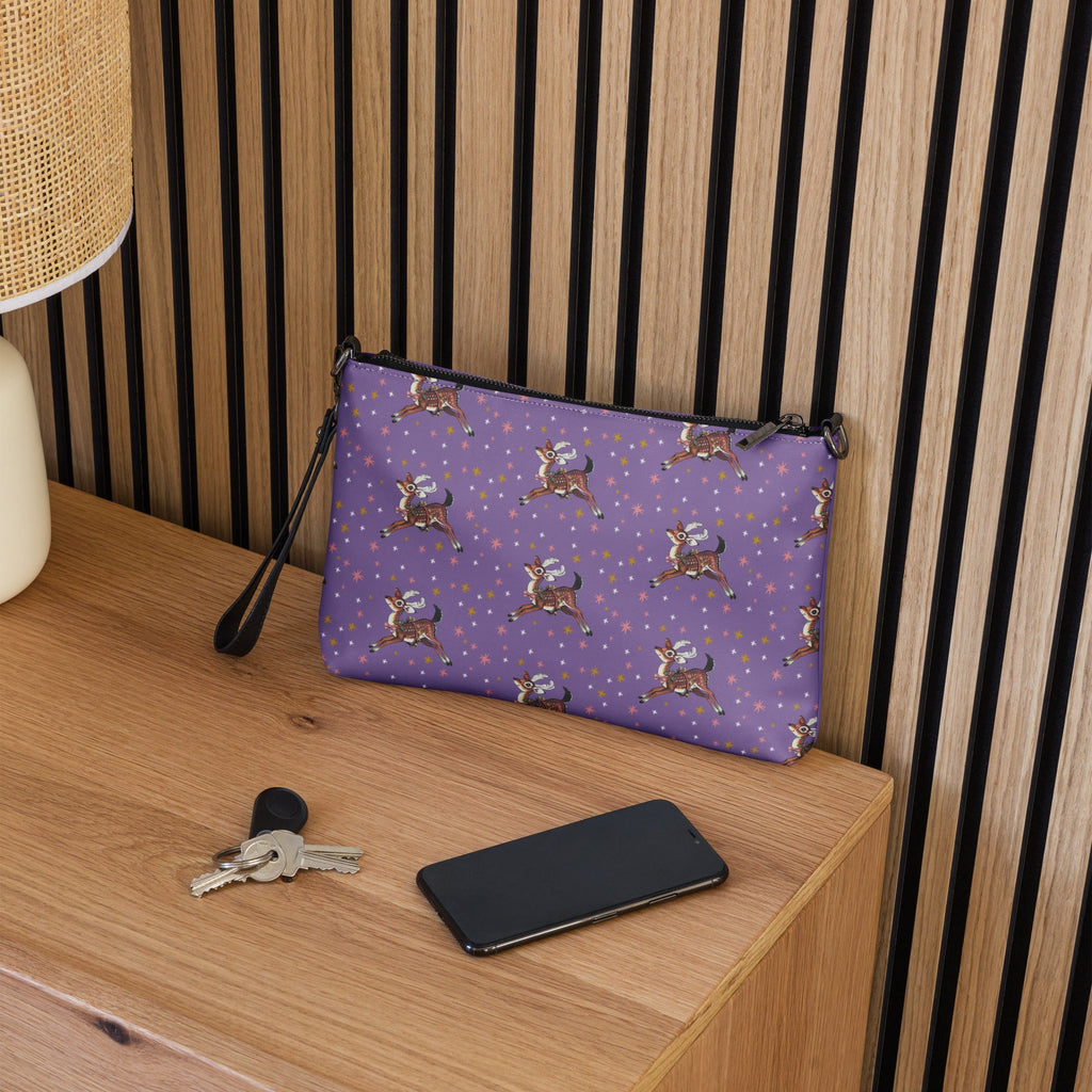 Reindeer Stars Mid Century Retro Christmas Crossbody Bag