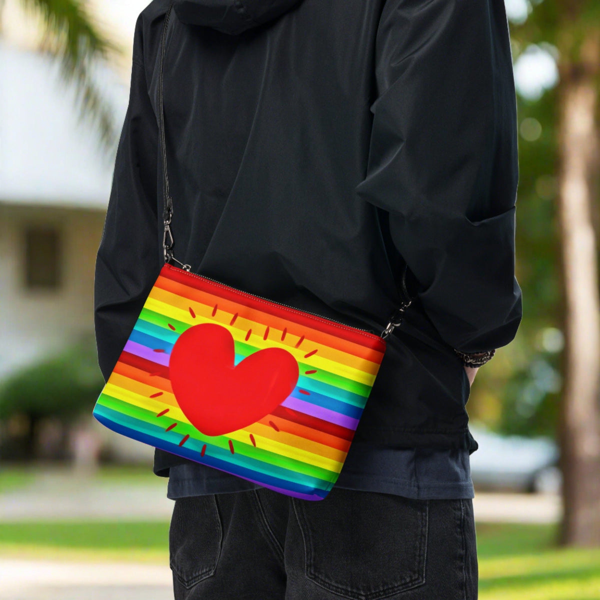 Rainbow Love Pride Crossbody Bag Shoulder Purse Wristlet Clutch