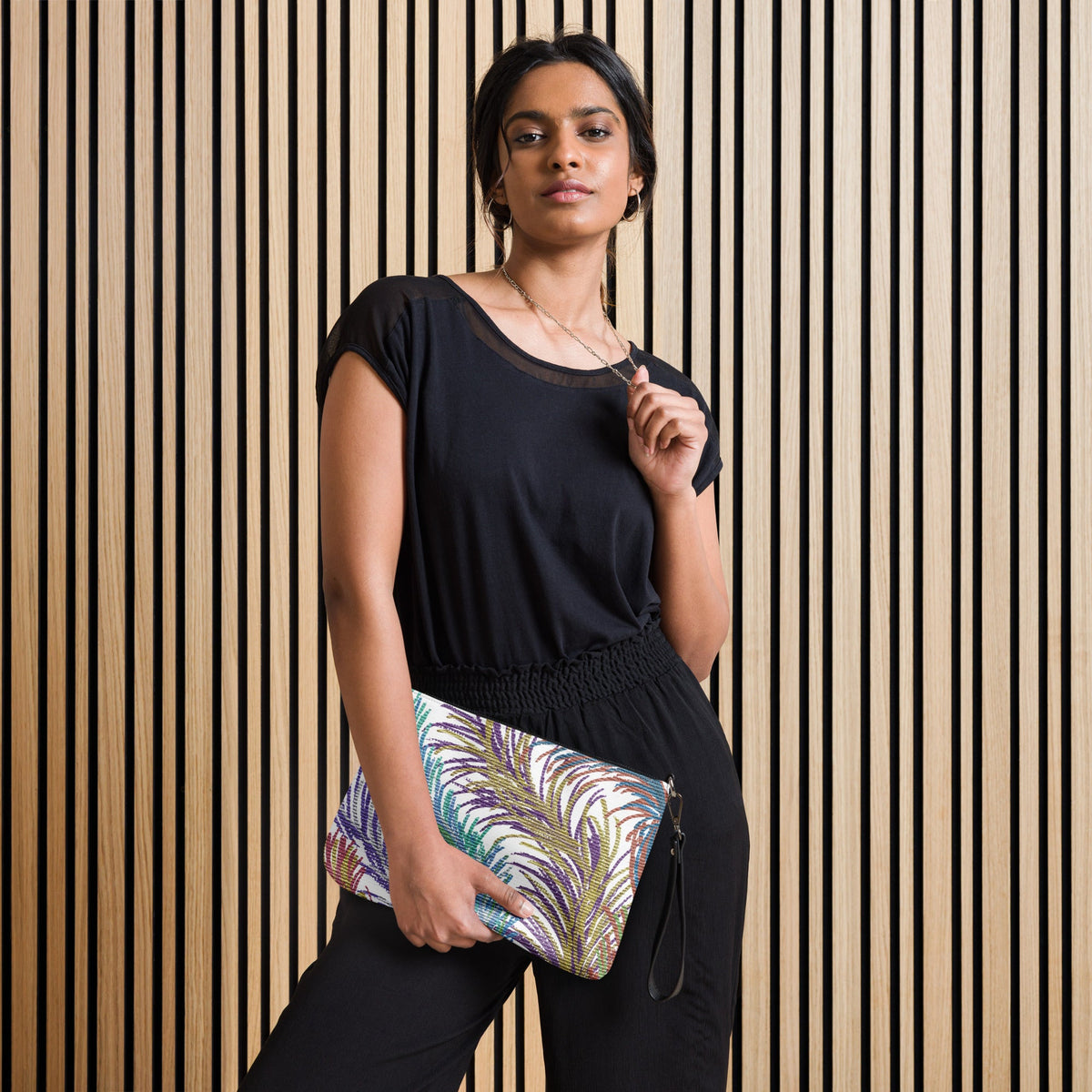 Space Feathers Caden Caraco Crossbody Bag Shoulder Purse Wristlet Clutch