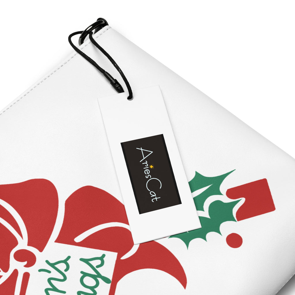 Season's Greetings Bow And Holly Mid Century Retro Christmas Print Crossbody Bag Purse
