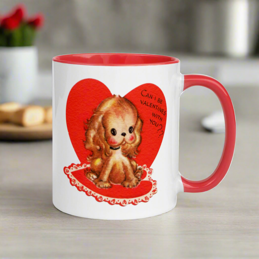 Can I be Valentines with You? Puppy Valentine's Day Glossy Coffee Mug